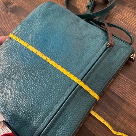 Fossil Crossbody teal blue brown & gold - Picture 3 of 5